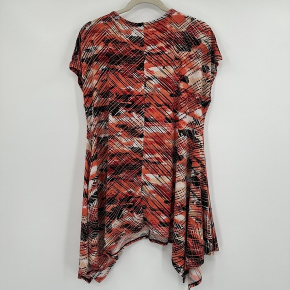 Attitudes by Renee Orange Black White Abstract V-Neck Tunic - Picture 4 of 4